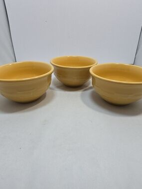 Longaberger Yellow Ceramic Mixing Bowls - Set of 3